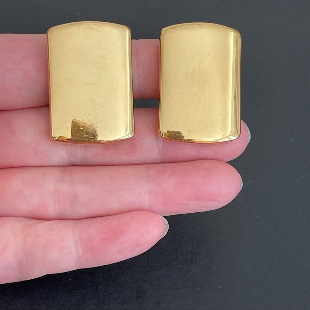 Vintage Estee Lauder Gold Tone Rectangular Clip-On Earrings